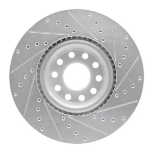 Audi A6 Brake Rotor (1) - Front Left - R1 Concepts - Drilled & Slotted - Silver - `99-`04